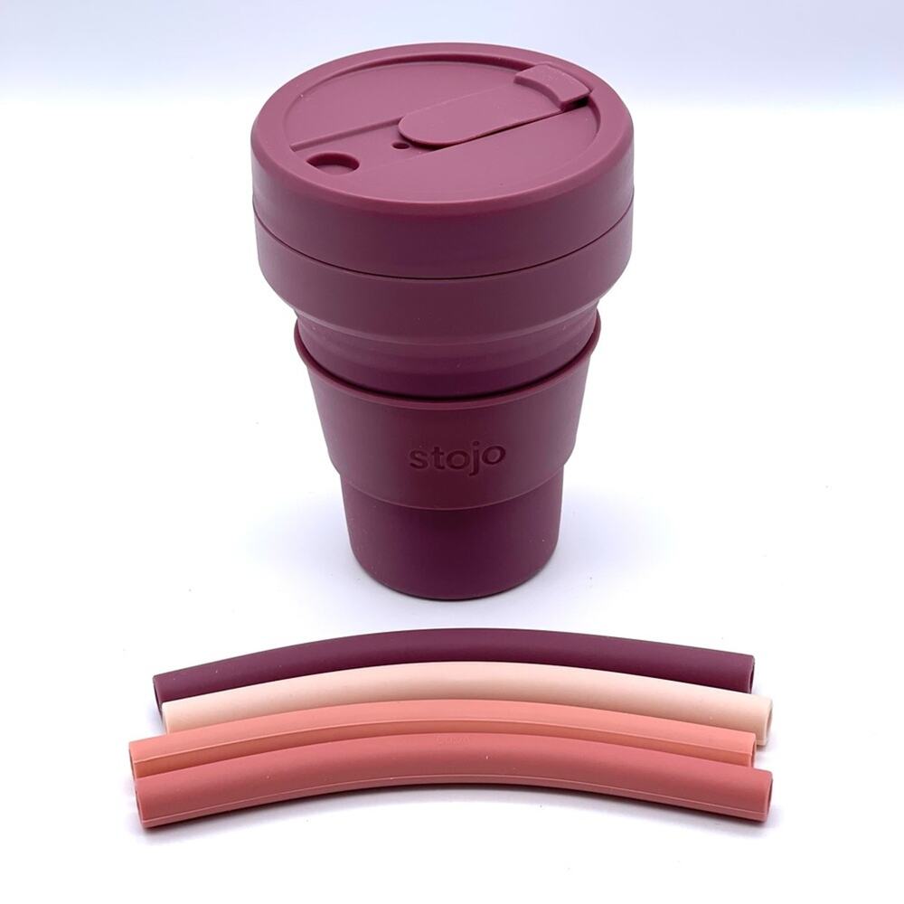 Stojo Collapsible Cup w/ 4 Reusable Silicone Straws - New in Box
